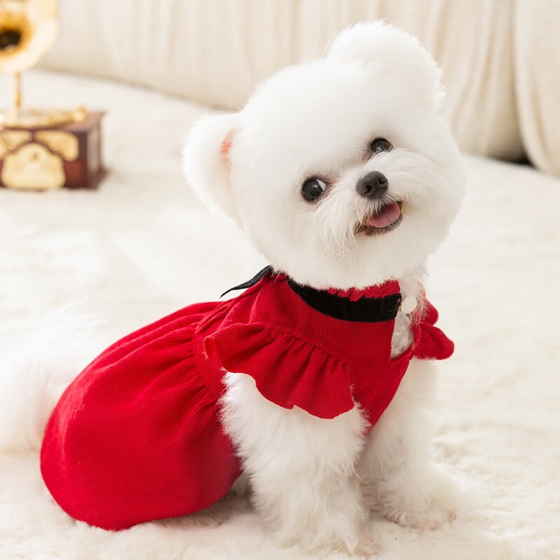 Suknelė šuniui Naminių šunų drabužiai Prabangūs šuniuko sijonas Retro šunų lankas Kalėdinis naminio šuns kostiumas Čihuahua Mopsas Fench Bulldog Drabužiai Suknelės