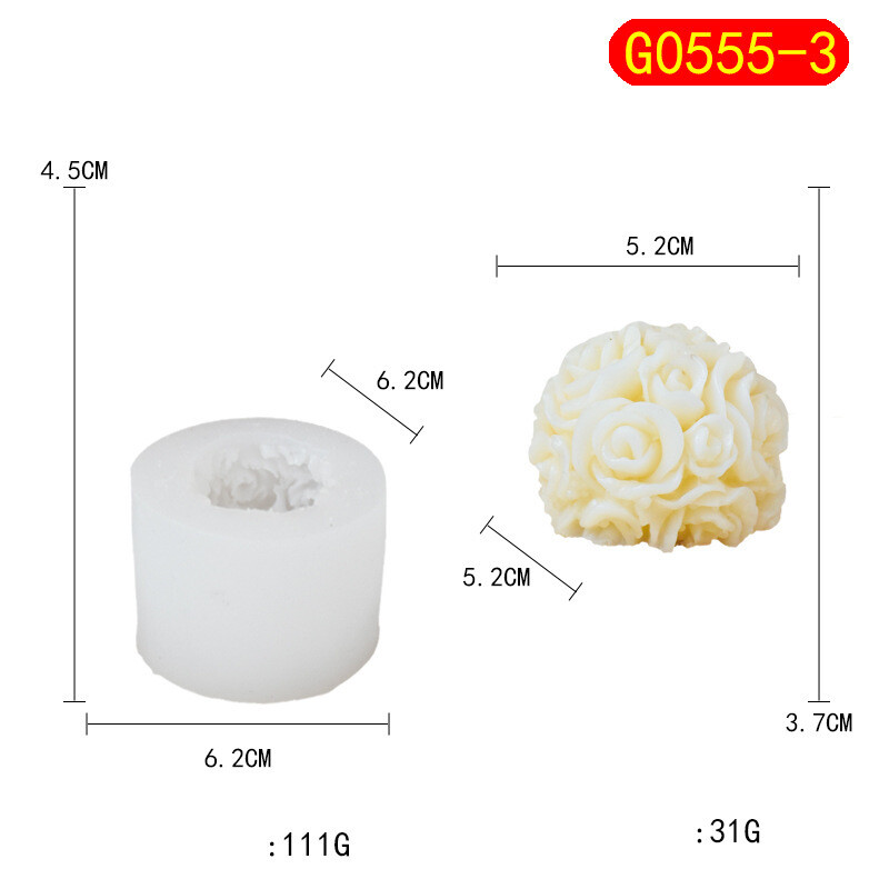 Rose Ball Candle Rose Silicone Flower Fondant Φόρμα κέικ Καλούπι σιλικόνης