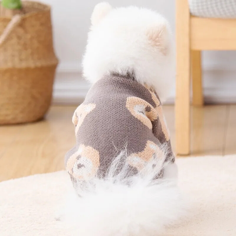 Šuns megztinis Meškiukas Spaudinys Megztinis Šuniui Megztas Megztinis Čihuahua Prancūzų buldogas Bišonas Madingi šunų drabužiai šuniukų drabužiai