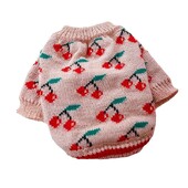 Nou câine, pisică, tricotat, pulover, pulover pentru câine, design cireș, pentru cățeluș, haine calde de iarnă, îmbrăcăminte