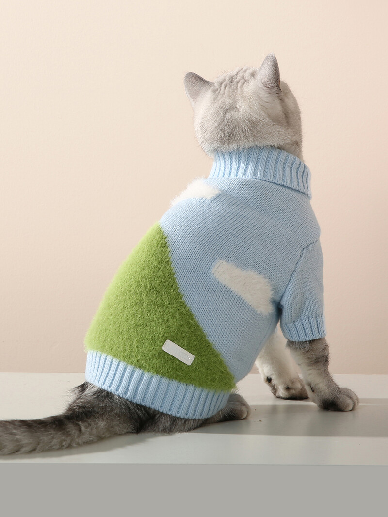 UFBemo Drabužiai naminiams gyvūnėliams Mieli balti debesys Dvipusiai šuniuko kačiuko paltai Megztinis mažiems vidutiniams šunims katėms šilta žiemos apranga