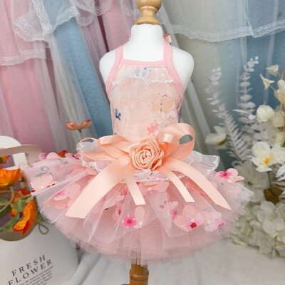 Vasaros nėrinių gėlėtas lankelis princesės suknelė mažam vidutiniam šuniui Rožinė mėlyna juoda naminio šuns drabužiai Madingi rankų darbo sijonai šuniukui