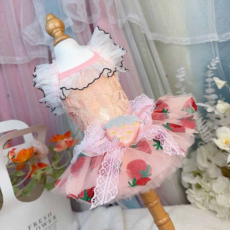 Vasaros nėrinių gėlėtas lankelis princesės suknelė mažam vidutiniam šuniui Rožinė mėlyna juoda naminio šuns drabužiai Madingi rankų darbo sijonai šuniukui