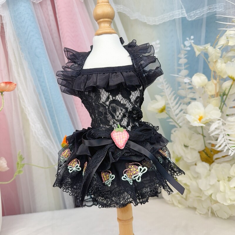 Vasaros nėrinių gėlėtas lankelis princesės suknelė mažam vidutiniam šuniui Rožinė mėlyna juoda naminio šuns drabužiai Madingi rankų darbo sijonai šuniukui