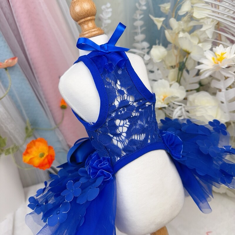 Vasaros nėrinių gėlėtas lankelis princesės suknelė mažam vidutiniam šuniui Rožinė mėlyna juoda naminio šuns drabužiai Madingi rankų darbo sijonai šuniukui