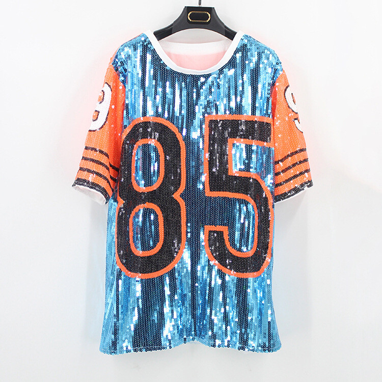 Fotografie curentă cu îmbrăcăminte nouă de vară pentru scenă pentru adulți, paiete, pulover cu gâtul turn, 85 de litere, îmbrăcăminte de performanță, îmbrăcăminte de performanță, îmbrăcăminte pentru femei