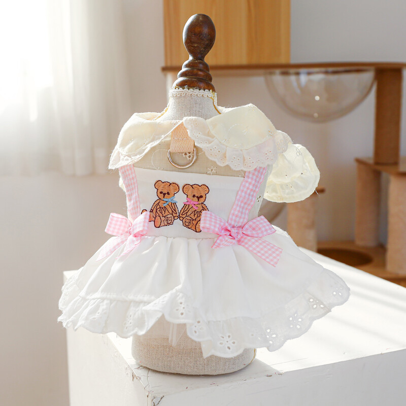 1PC îmbrăcăminte pentru animale de companie de primăvară/vară subțire urs cântec de dans rural rochie de prințesă potrivită pentru câini mici și mijlocii