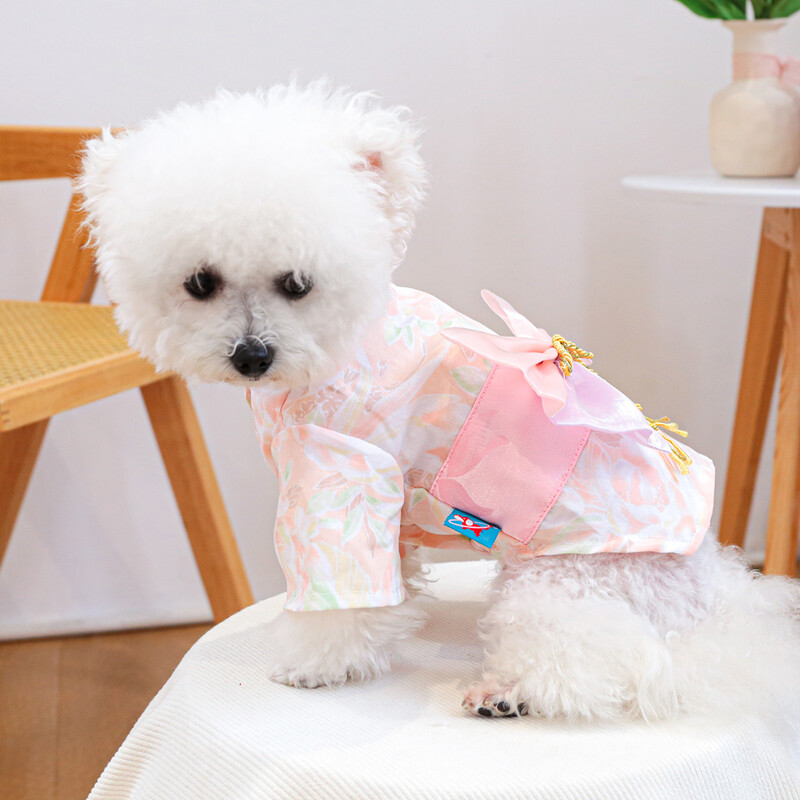 1 vnt. naminių gyvūnėlių drabužiai kačių pavasario ir rudens vyšnių žiedų svajonių kalba kimono rožinė, tinka mažiems ir vidutinio dydžio šunims