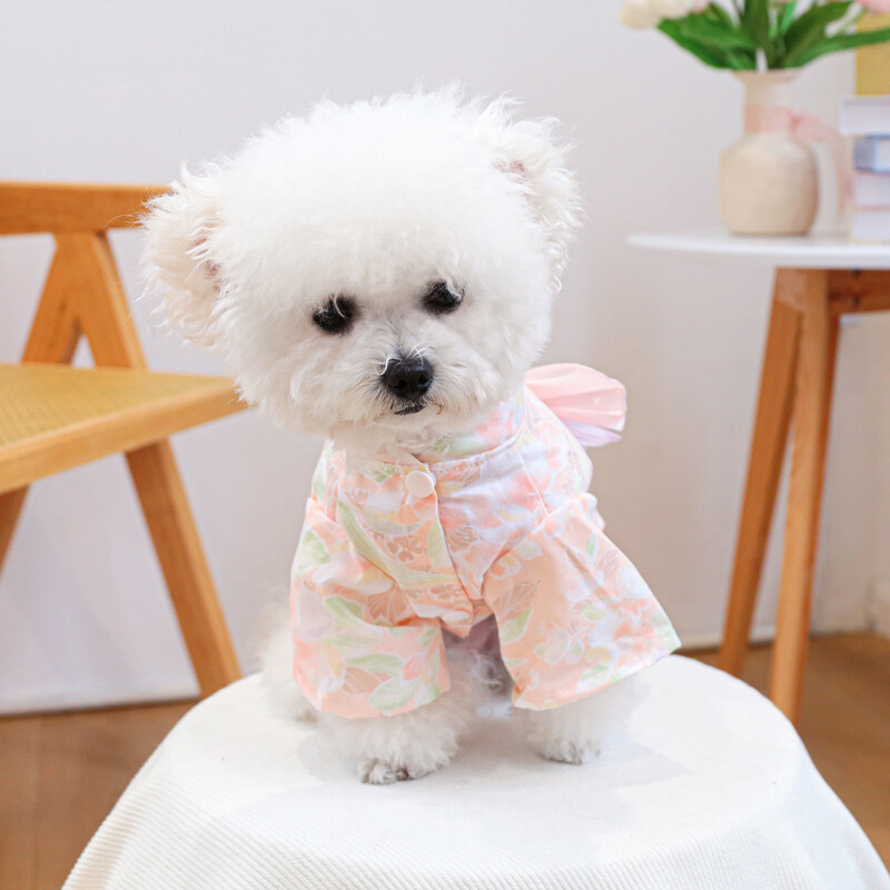 1 vnt. naminių gyvūnėlių drabužiai kačių pavasario ir rudens vyšnių žiedų svajonių kalba kimono rožinė, tinka mažiems ir vidutinio dydžio šunims