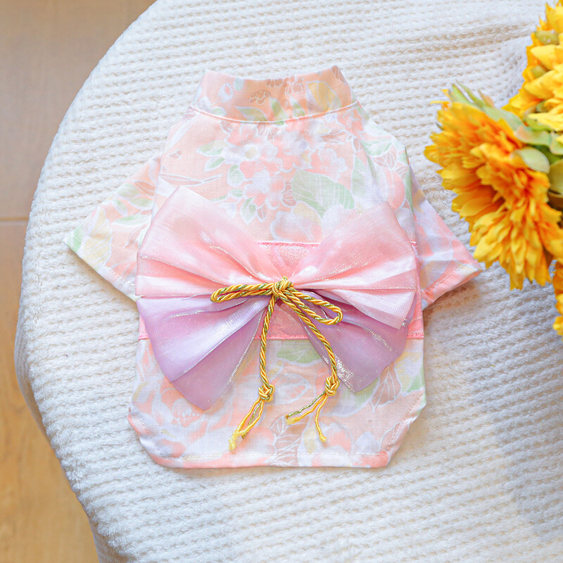 1 vnt. naminių gyvūnėlių drabužiai kačių pavasario ir rudens vyšnių žiedų svajonių kalba kimono rožinė, tinka mažiems ir vidutinio dydžio šunims