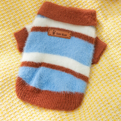 Madingi dryžuoti šunų megztiniai Žieminiai šunų megzti drabužiai Mieli spaudiniai šuniuko drabužiai Šilti minkšti kačių megztiniai Naminių gyvūnėlių megztiniai šunų drabužiai