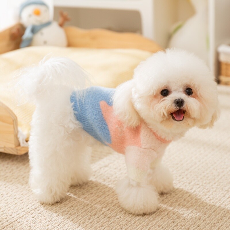 Madingi dryžuoti šunų megztiniai Žieminiai šunų megzti drabužiai Mieli spaudiniai šuniuko drabužiai Šilti minkšti kačių megztiniai Naminių gyvūnėlių megztiniai šunų drabužiai