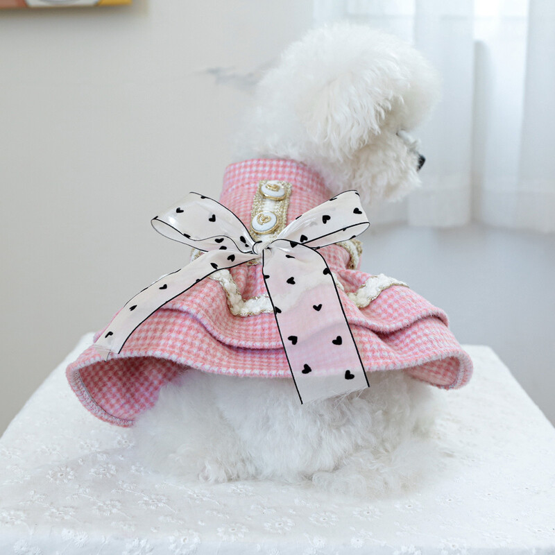 2024 m. nauji šunų rūbai rudens žiemos šunų suknelė mažiems šunims Puppy Yorkie Prabangus, storas šiltas augintinio paltas Princesės suknelė, naminių gyvūnėlių drabužiai