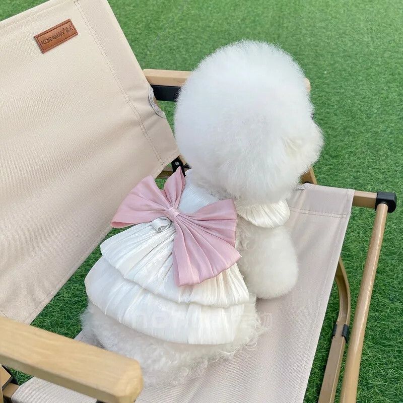 Kutya hercegnő ruha tavaszi nyár macska szoknya fényvédő rózsaszín masni Teddy bichon pomerániai hercegnő szoknya kiskutya aranyos ruha XS-XL