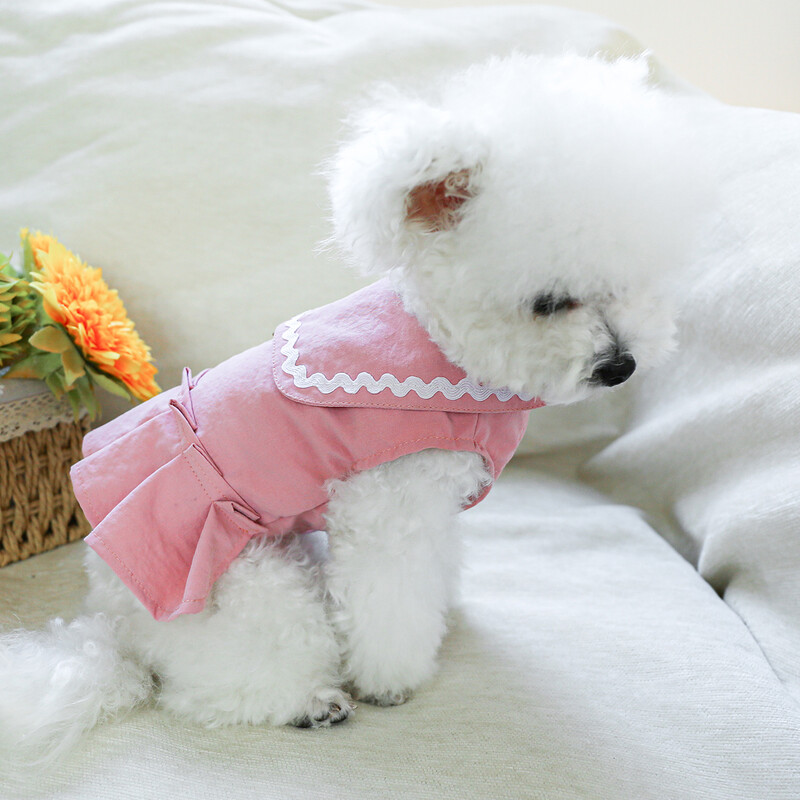 1PC îmbrăcăminte pentru animale de companie, primăvară/vară, subțire, roz, dragoste, piept, fustă din spate, potrivită pentru câini de talie mică și mijlocie