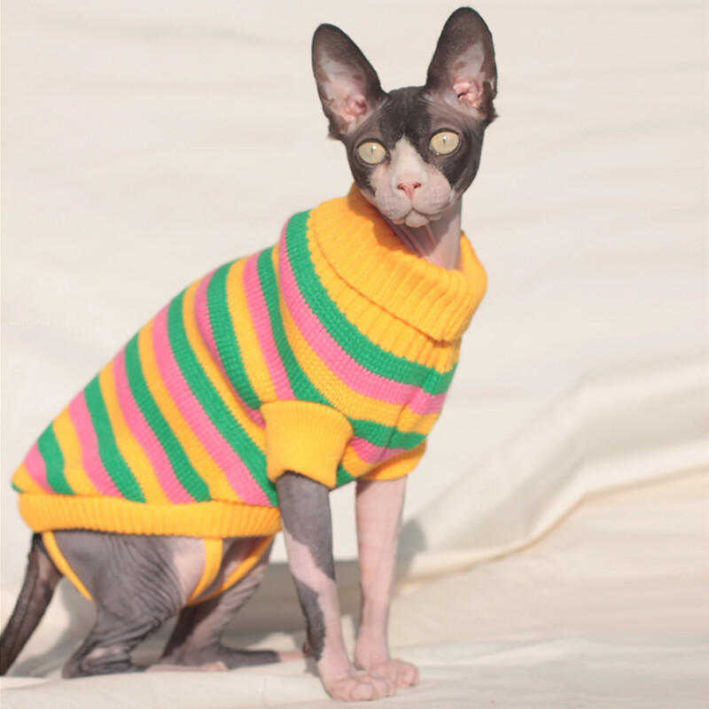Sphinx Cat Clothes Džemperis kaķiem Puppy Knit Turtleneck Vidēja suņu džemperis Poleron maziem suņiem Augstas apkakles džemperis