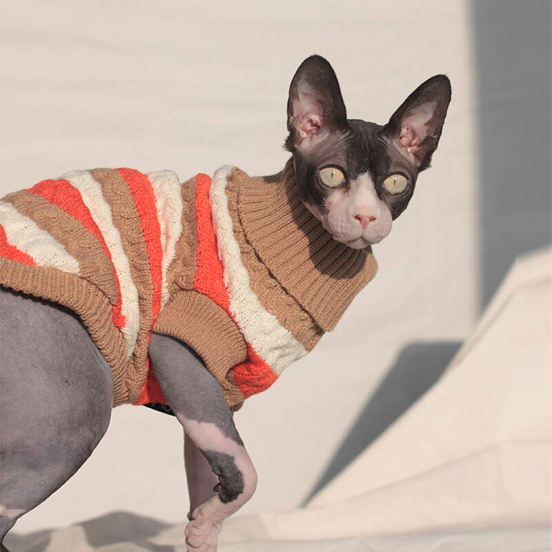 Sphinx Cat Clothes Džemperis kaķiem Puppy Knit Turtleneck Vidēja suņu džemperis Poleron maziem suņiem Augstas apkakles džemperis