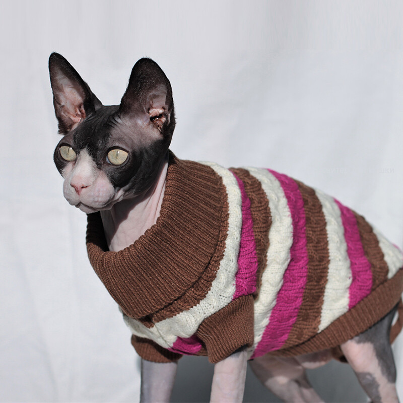Sphinx Cat Clothes Džemperis kaķiem Puppy Knit Turtleneck Vidēja suņu džemperis Poleron maziem suņiem Augstas apkakles džemperis