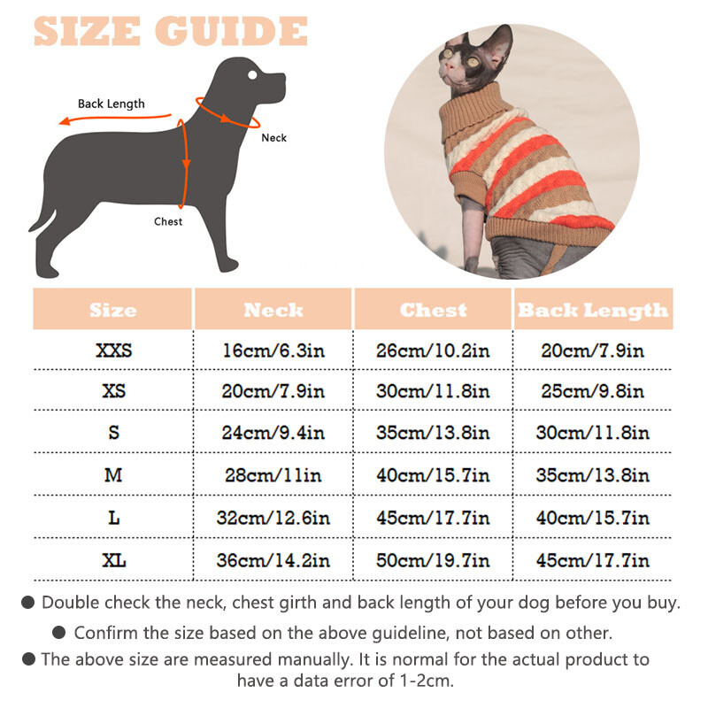 Sphinx Cat Clothes Džemperis kaķiem Puppy Knit Turtleneck Vidēja suņu džemperis Poleron maziem suņiem Augstas apkakles džemperis
