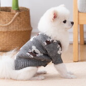 Mielas meškiukas užsegamas šunų megztinys, jaukus ir prašmatnus poliesterio megztinis, žiemos šiluma mažoms veislėms