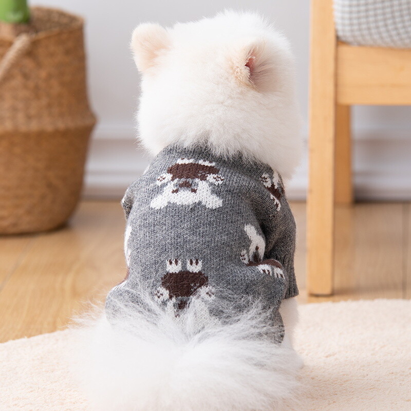 Mielas meškiukas užsegamas šunų megztinys, jaukus ir prašmatnus poliesterio megztinis, žiemos šiluma mažoms veislėms