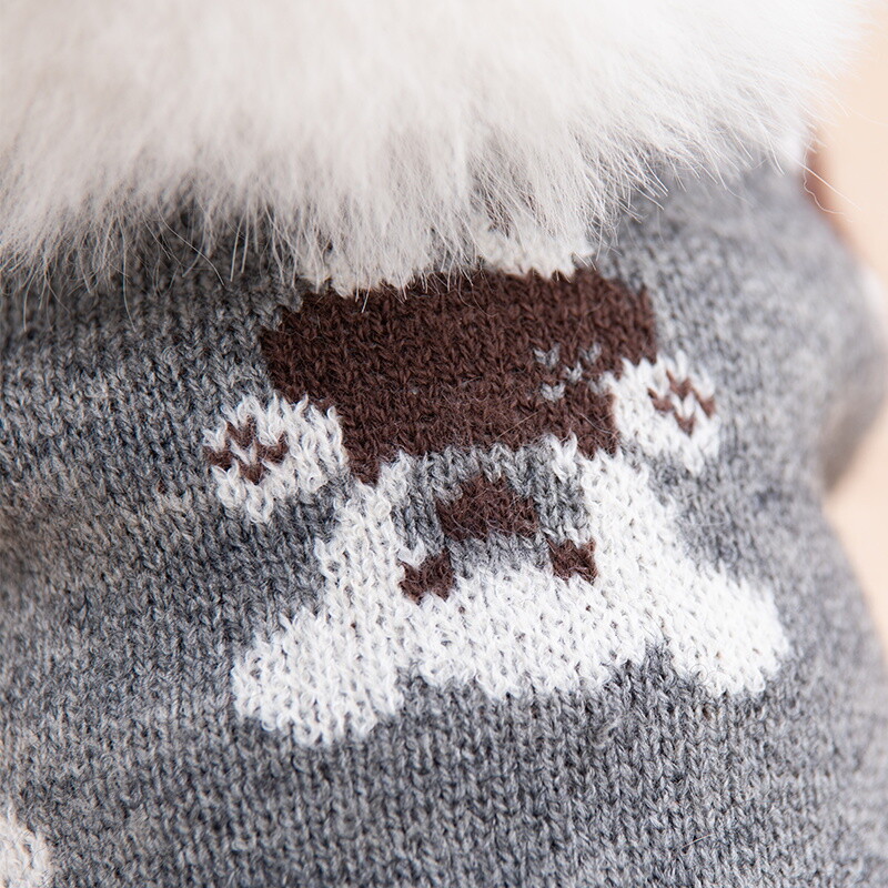 Mielas meškiukas užsegamas šunų megztinys, jaukus ir prašmatnus poliesterio megztinis, žiemos šiluma mažoms veislėms