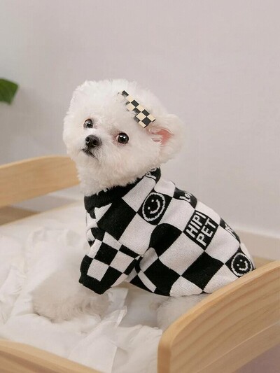Pulover pentru câini Haine de iarnă pentru cățeluși Cardigan cald pentru tablă de șah Pulover pentru pisici Haine pentru animale de companie Bulldog francez Dachshund Jachetă pentru animale de companie