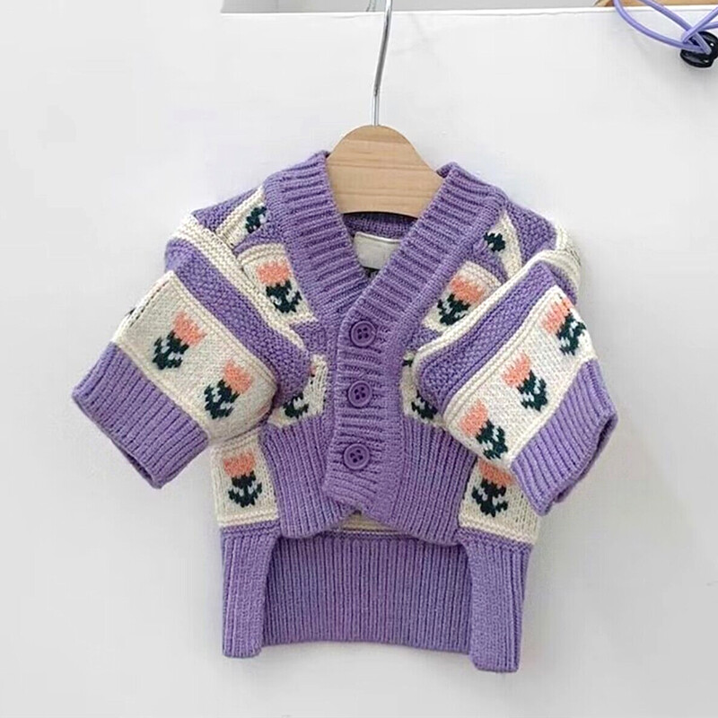 Gražus gėlių megztinis naminiams gyvūnėliams Žiemos šuniuko šilti drabužiai Bichon Frise Meškiukas Dviejų kojų drabužiai Maltos minkštas megztinis