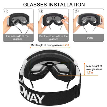 Findway Παιδικά γυαλιά χιονιού OTG Anti-Fog Winter with 100% UV Protection Lens for (8-14) Youth Girls Boys Snowboard