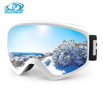 Findway Bērnu sniega brilles OTG Anti-Fog Winter ar 100% UV aizsardzības lēcu (8-14) jauniešiem, meitenēm zēniem, snovbordam