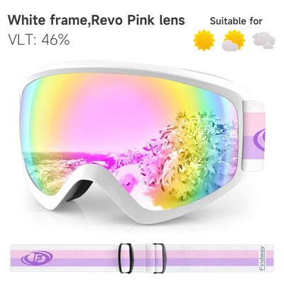 Findway Ochelari de protecție pentru zăpadă pentru copii OTG Anti-Ceata de iarnă cu lentile de protecție UV 100% pentru (8-14) Tineri Fete Băieți Snowboard