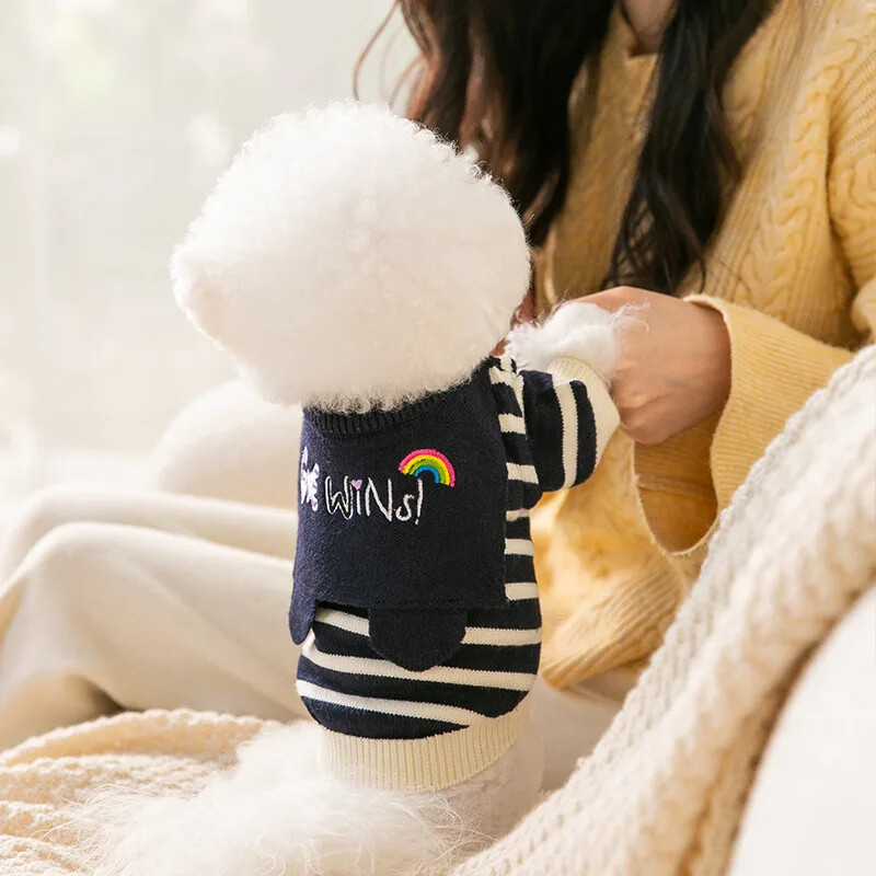 Haine pentru câini toamnă iarnă Urechi de urs mic Pulover tricotat Haine pentru pisici Îmbrăcăminte pentru câini de talie mică Haine pentru câini de designer