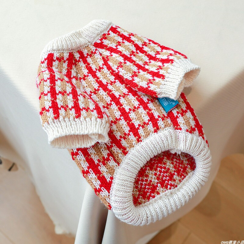 1PC îmbrăcăminte pentru animale de companie, toamnă/iarnă, pulover îngroșat, pulover elastic cu căpșuni, potrivit pentru câini de talie mică și mijlocie