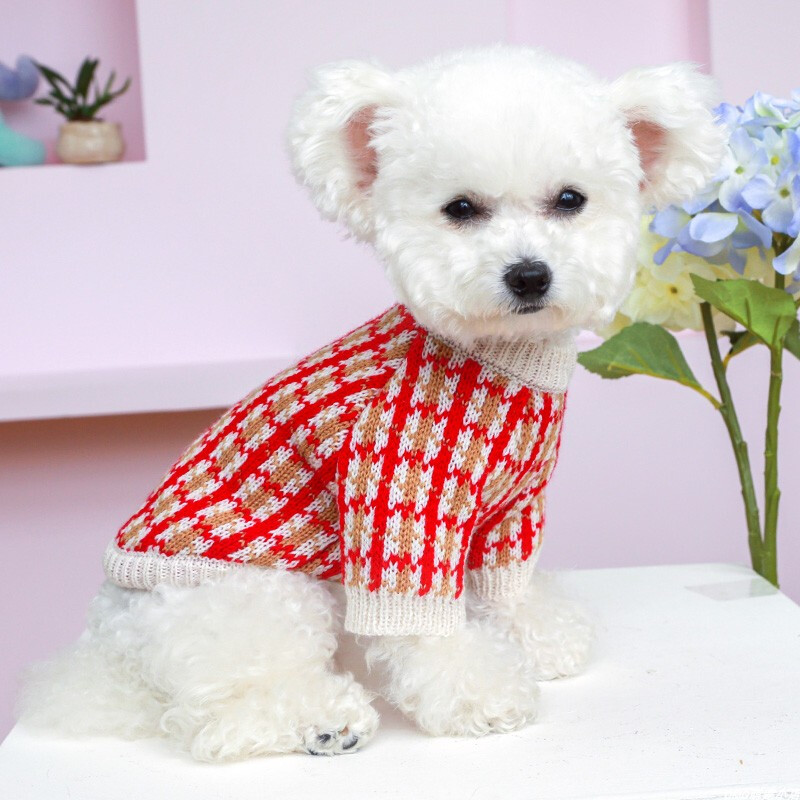 1PC îmbrăcăminte pentru animale de companie, toamnă/iarnă, pulover îngroșat, pulover elastic cu căpșuni, potrivit pentru câini de talie mică și mijlocie