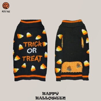 Halloween Trick or Treat Πλεκτό πουλόβερ Jacquard D-Ring με τρύπα και γιακά με διπλά στρώματα