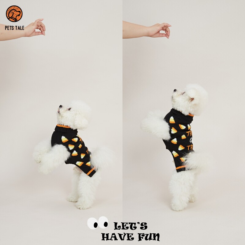 Helovīna triks vai gardums trikotāžas džemperis, žakarda D veida gredzens caurumu dizains un divslāņu apkakle