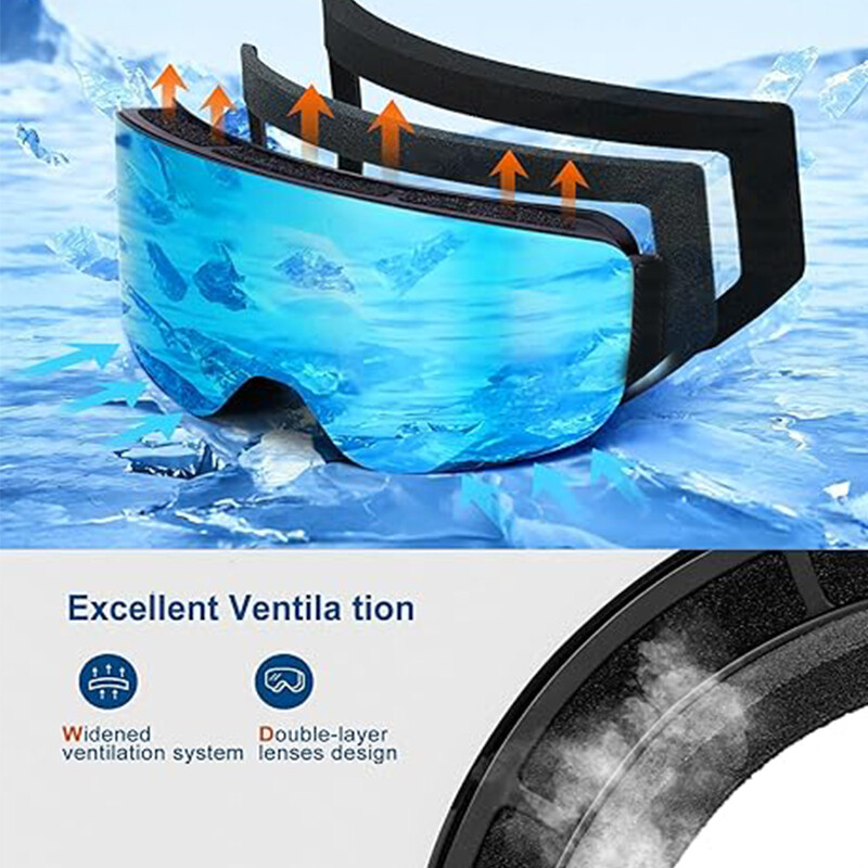 Full Blue Revo Snowboard OTG Ochelari de schi peste ochelari Fără ramă 100% protecție UV Anti-ceata Ochelari unisex de iarnă pentru zăpadă