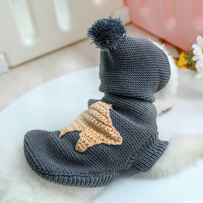 1 vnt. naminių gyvūnėlių drabužiai šunims rudeniui ir žiemai sutirštintas šiltai pilkas jūrų žvaigždės išsiuvinėtas elastingas megztas megztinis mažiems vidutiniams šunims