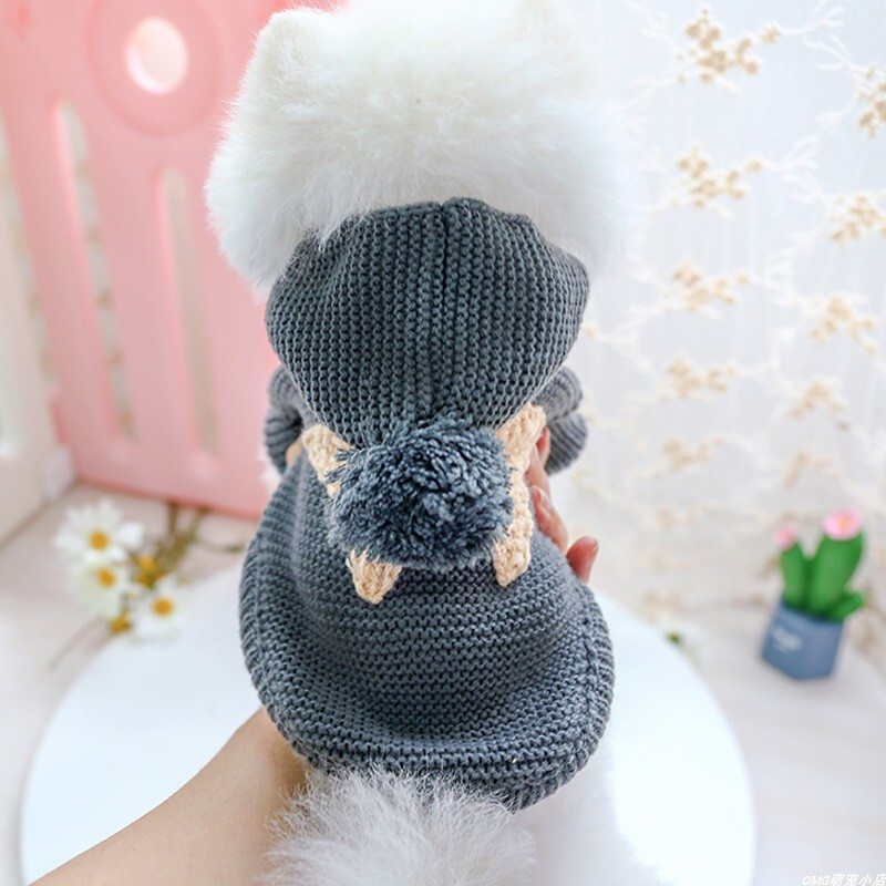 1 vnt. naminių gyvūnėlių drabužiai šunims rudeniui ir žiemai sutirštintas šiltai pilkas jūrų žvaigždės išsiuvinėtas elastingas megztas megztinis mažiems vidutiniams šunims