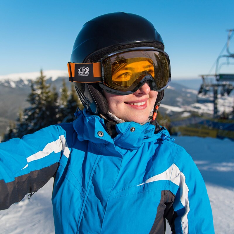 Findway Pieaugušo slēpošanas brilles 100% UV aizsardzība Slēpošanas brilles Saderīga ķivere Pretsvīšanas skeitborda slēpošanas brilles pusaudžiem