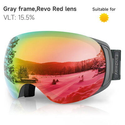 Findway suaugusiųjų magnetiniai slidinėjimo akiniai 100 % UV400 apsauga nuo raso slidinėjimo akiniai OTG dizainas abiejų lyčių paaugliams