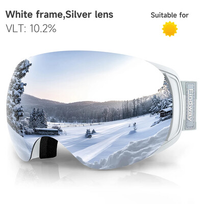 Findway suaugusiųjų magnetiniai slidinėjimo akiniai 100 % UV400 apsauga nuo raso slidinėjimo akiniai OTG dizainas abiejų lyčių paaugliams