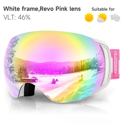 Findway suaugusiųjų magnetiniai slidinėjimo akiniai 100 % UV400 apsauga nuo raso slidinėjimo akiniai OTG dizainas abiejų lyčių paaugliams