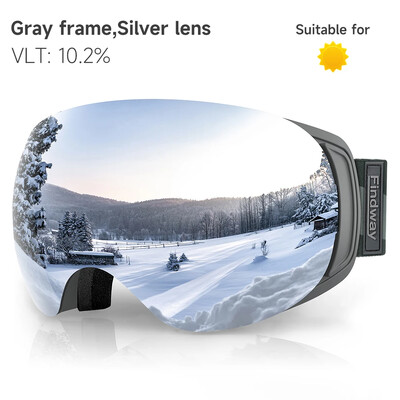 Findway suaugusiųjų magnetiniai slidinėjimo akiniai 100 % UV400 apsauga nuo raso slidinėjimo akiniai OTG dizainas abiejų lyčių paaugliams