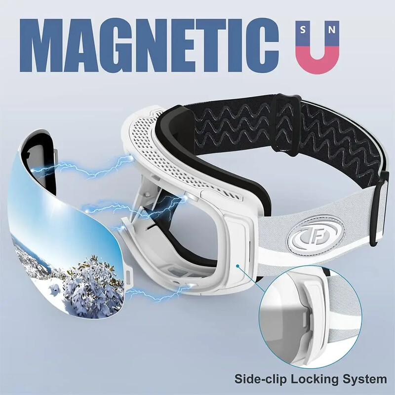 Findway suaugusiųjų magnetiniai slidinėjimo akiniai 100 % UV400 apsauga nuo raso slidinėjimo akiniai OTG dizainas abiejų lyčių paaugliams