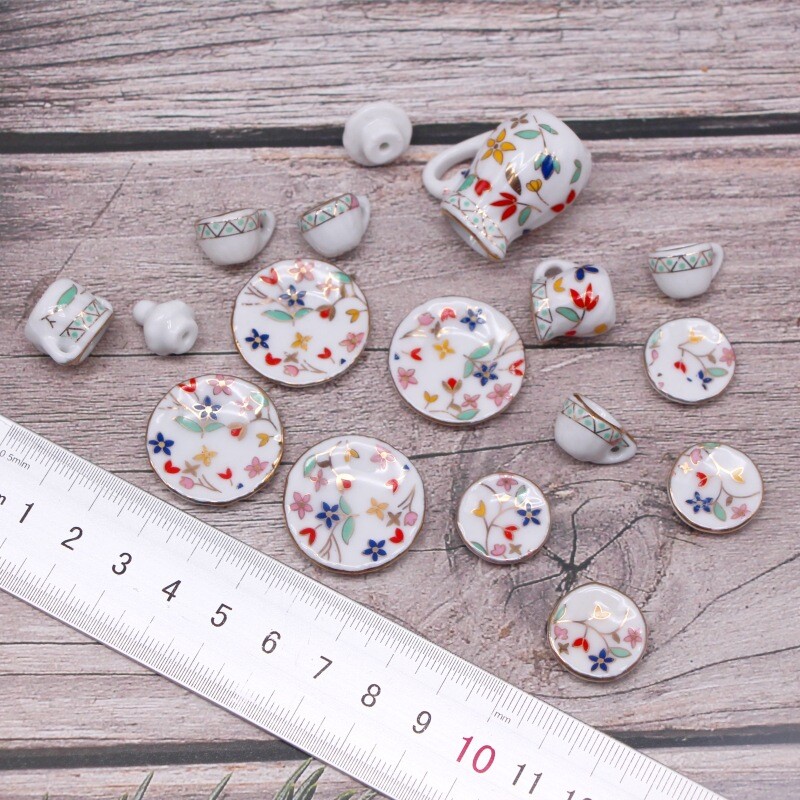 Leļļu namiņa mini simulācija keramikas tējas komplekta rotājumi BJD miniatūras pārtikas rotaļlietas ainas rekvizītu modelis OB11 aksesuāri