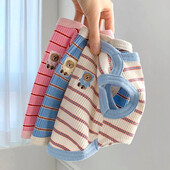 Jauka mājdzīvnieku veste svītrains suņu apģērbs Ērts suņu veste elpojošs kucēnu krekls Vasaras kaķu veste mājdzīvnieku pulovers Bulldoga suņa T-krekls