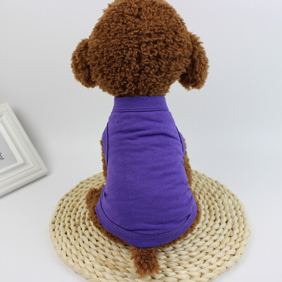 Vasaros 100 % grynos medvilnės vientisos spalvos šunų liemenės šunų marškinėliai Maži šunų drabužiai Meškiuko čihuahua naminių gyvūnėlių rūbai didmeninė prekyba pagal užsakymą