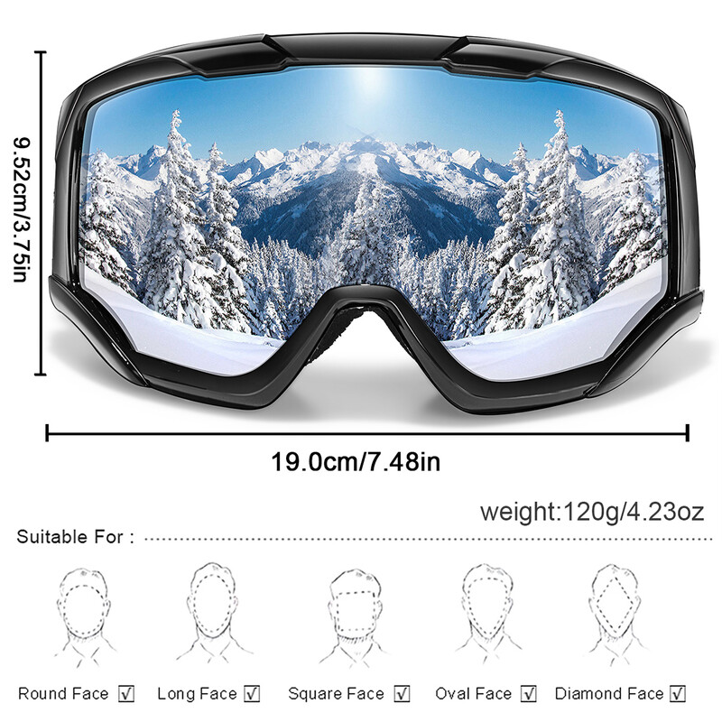 Snowboard Snowmobile Ochelari de schi Sport în aer liber Rezistent la vânt Straturi duble Anti-aburire UV400 Eyewer Mască de schi mare