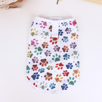 Vestă pentru câini de vară Tricou subțire respirabil cu imprimeu de amprentă pentru câini de talie mică, mijlocie, vestă Chihuahua Yorkshire, haine pentru animale de companie